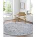 Irida 5'3" Round Traditional Light Gray/Royal Denim/Neutral/Dark Gray/Nutmeg Area Rug - Hauteloom