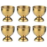 OUNONA 6Pcs Stainless Steel Egg Cups Tabletop Egg Holder Stands Small Beer Wine Cups