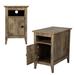 13.39'' Rustic Brown Wood Side Table Set,2-Tier Nightstand & Cabinet with Shelf