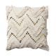 18"Square Polycotton Handwoven Accent Sofa Throw Pillow, Fringed, Sequins, Chevron Design - White