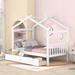 House Bed Twin/Full Daybed with Drawers, Wood Toddler House Beach Bed Frame Twin/Full Size Tent Bed for Kids Boys Girls