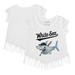 Girls Toddler Tiny Turnip White Chicago Sox Shark Fringe T-Shirt