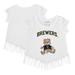 Girls Youth Tiny Turnip White Milwaukee Brewers Girl Teddy Fringe T-Shirt