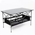 Aluminum Camping Table Easy Carry Picnic Folding Table with Storage Bag Heavy Duty RV BBQ Cooking Indoor Outdoor 44.46X27.56X27.56in (Black)