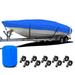 NEH Boat Cover Thick Heavy Duty Fabric Fade-Proof Waterproof 14 -16 L x 75 W Trailerable Fits Tri-Hull Fishing Ski Pro-Style Bass Runabout (Blue)