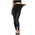 Womens Leggings Denim Print High Waisted Belly Control Jeans Plus Size Jean Legging Compression Pants for Women