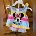 Disney Matching Sets | Girls Disney Minnie Mouse Tank Top Shorts Outfit Size 12 Months - Nwt | Color: Gray/Pink | Size: 12mb