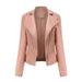 yuehao coats for women womens leather jackets motorcycle coat short lightweight pleather crop coat (pink)
