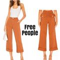 Free People Jeans | Free People On My Mind Burnt Orange Cuffed Wide Leg Twill Pants Terracotta Sz 25 | Color: Brown/Orange | Size: 25