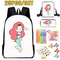 The Little Mermaid Backpack Serviceable Soft Cartoons Ariel Shoulder School Book Bag with Pencil Case 25Pcs/Set Good Gift For Girls Boys Good Gift For Girls Boys