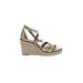 Banana Republic Wedges: Gold Print Shoes - Women's Size 9 1/2 - Open Toe