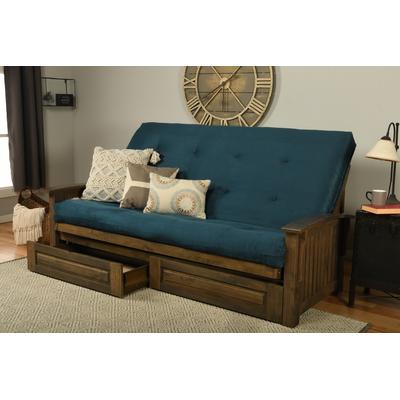 Queen-size Washington Futon with Storage Drawers and Suede Blue Mattress - KFQWADRWSNAVYLF6MD4