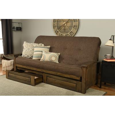 Queen-size Washington Futon with Storage Drawers and Linen Cocoa Mattress - KFQWADRWLCOCLF6MD4