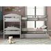 Twin L-Shaped Bunk Bed with Trundle, Solid Wood Bunkbeds with Safety Guardrails, Can Be Separated into 2 L-Shaped Beds