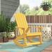Beachcrest Home™ Baltazar Adirondack Style Poly Resin Wood Rocking Chair for Indoor/Outdoor Use Plastic/Resin in Yellow | Wayfair