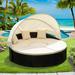 Foshan Zhi Bai Home Co, LTD Wesley Dia 70.87" Round Patio Wicker Daybed w/ Canopy Wicker/Rattan in Black | 61 H x 90.5 W x 90.5 D in | Wayfair