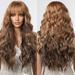 Long Curly Wigs for Women Long Wavy Wigs With Flat Bangs for Girls Cosplay Wig Hair Replacement for Daily Use A13