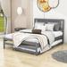 Red Barrel Studio® Alvilda Full Size Wooden Platform Bed w/ Adjustable Trundle & Headboard Wood in Gray | 40 H x 58 W x 79 D in | Wayfair