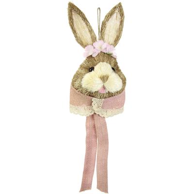 Dekofigur I.GE.A. "Tierfigur Bast-Hasenkopf Hase Osterhasen Deko Ostern Osterdeko", rosa, B:16cm H:60cm, sonstige Fasern, Baumwolle, Dekofiguren, Türdeko Wanddeko Osterfigur Frühlingsdeko Dekohase Skulptur Frühling Image