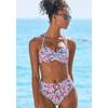 Bügel-Bandeau-Bikini-Top S.OLIVER "Scatter", Damen, Gr. 40, Cup A, lila (lila, bedruckt), Recycling-Polyamid, Microfaser, floral, Bikini-Oberteile, florales Design, wattierte Cups, mit herausnehmbaren Kissen