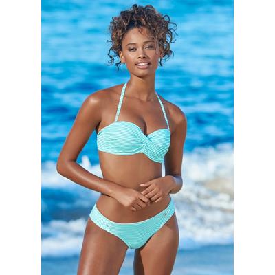 Bügel-Bandeau-Bikini S.OLIVER, Damen, Gr. 40, Cup C, grün (mint, weiß), Microfaser, Recycling-Polyamid, gestreift, Bikini-Sets, in getwisteter Optik, Topseller Image