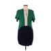 Zara Casual Dress - Shift Plunge Short sleeves: Green Color Block Dresses - Women's Size Small