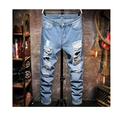 Bysonglezai Jeans Men'S Pants Casual Hole Denim Jeans Long Destroyed Hip Hop New Worn Jeans Men Light Blue Men Jeans 32 Lightblue