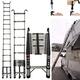 Telescopic Ladder 4.4M/14.4FT Extendable Telescoping Ladders Extension Stainless Steel Ladder with Roof Hooks, Portable Foldable Retractable Loft Ladder for Roof Work,Window Cleaning,Indoor Decorating