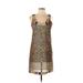 Letarte Casual Dress - Shift Scoop Neck Sleeveless: Tan Animal Print Dresses - Women's Size Large - Print Wash