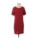 Shein Casual Dress - Shift Crew Neck Short sleeves: Red Print Dresses - Women's Size X-Small