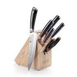 Paudin HT1 Hammered Premium 7-Pcs Chef Knife Set Kitchen Knifes Set Block Knife Set High Carbon in Black/Brown/Gray | 14.84 H x 5.63 D in | Wayfair