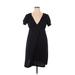 Jonathan Martin Casual Dress - Shift Plunge Short sleeves: Black Print Dresses - Women's Size 10