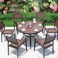 Wildon Home® Grabowicz Round 6 - Person 41.3" Long Aluminum Outdoor Dining Set Wood/Plastic/Metal in Brown | 41.3 W x 41.3 D in | Wayfair