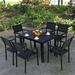 Wildon Home® Bhim Rectangular 6 - Person 47.24" Long Aluminum Outdoor Dining Set Wood/Plastic/Metal in Black/Brown | 47.24 W x 31.5 D in | Wayfair