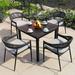 Corrigan Studio® Klynn Square 4 - Person 31.5" Long Outdoor Dining Set w/ Cushions Wood/Plastic/Metal in Black/Brown | 31.5 W x 31.5 D in | Wayfair