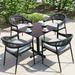 Corrigan Studio® Kirbee Square 4 - Person 27.56" Long Outdoor Dining Set w/ Cushions Metal in Black | 27.56 W x 27.56 D in | Wayfair