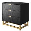 Mercer41 Lacey-Jay 3 - Drawer Dresser Wood in Black | 25.1 H x 23.6 W x 15.7 D in | Wayfair 6333024E4B25486C9A0B86F8DAF5D02E