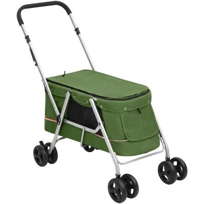 Hundewagen Faltbar Grün 100x49x96 cm Leinenstoff - Vidaxl Image
