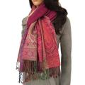 Fuchsia Pink Paisley Print Scarf Vintage Floral Pashmina Evening Shawl Wrap Scarves Long Rainbow Multi Colour Wedding Large Reversible