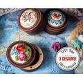 Diy Pincushion Cross Stitch Kit, Wooden Needle Case, Hand Embroidery Sewing Pin Storage, Embroidered Cushion, Fltl-027, 028, 029