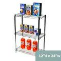 Shelving Inc. 12 d x 24 w Chrome Wire Shelving with 3 Tier Shelves Weight Capacity 800lbs Per Shelf