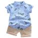 B91xZ Baby Boy Clothes Toddler Tops+Pants Set Boys Cartoon T-shirt Dinosaur Kids Baby Outfits Boys Outfits&Set Blue Size 2-3 Years