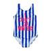 ZRBYWB 2 To 9 Years Old Girls Swimsuit Blue Vertical Stripe Letter Girls Swimsuit One Piece Swimsuit Baby Girl Clothes