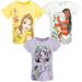 Disney Princess Moana Jasmine Belle Toddler Girls 3 Pack T-Shirts Toddler to Big Kid