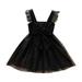 ASEIDFNSA Girls Cute Dresses 12 Month Old Dress Summer Black Princess Dress Lace Stitching Suspender Princess Dress Polka Dot Girls Dress Children Girls Casual Dress