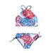 ZRBYWB 2 Pcs Girl Swimwear Floral Tops Drawstring Bikini Bottoms Suit Girls Swimsuit Bikini New Split Water Drop Print Bikini Baby Girl Clothes