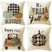 Set of 4 Fall Decorative Pillow Covers 18x18 Buffalo Check Plaid Gnomes Pumpkin Thanksgiving Throw Pillows Autumn Cushion Cases for Living Room Couch Bed Indoor Outdoor Patio Farmhouse Home Decor
