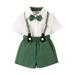 B91xZ Baby Boy Clothes Toddler Kids Boy Clothes Baby Boy Clothes Baby Tshirt Suspender Pants Set Gentleman Outfit Green Size 9-12 Months