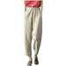 Women s Linen Pants Loose Drawstring Elastic Waist Wide Leg Haren Pants with Pockets Casual Comfy Pants