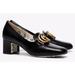 Gucci Shoes | Gucci Black Victoire 55 Leather Double Logo Mid Heel Mule Loafer Pumps | Color: Black/Gold | Size: 37.5eu